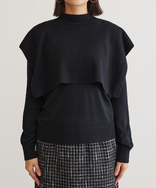 BONbazaar（ボンバザール）の「ケープロングニット（ニット/セーター・レディース・グリーン/モカ/ブラック/オフホワイト・FREE）」の6枚目の写真