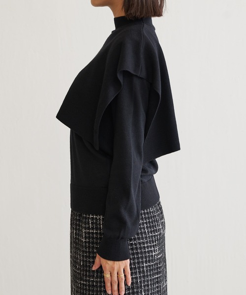 BONbazaar（ボンバザール）の「ケープロングニット（ニット/セーター・レディース・グリーン/モカ/ブラック/オフホワイト・FREE）」の7枚目の写真