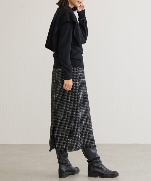 BONbazaar（ボンバザール）の「ケープロングニット（ニット/セーター・レディース・グリーン/モカ/ブラック/オフホワイト・FREE）」の5枚目の写真