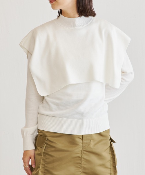 BONbazaar（ボンバザール）の「ケープロングニット（ニット/セーター・レディース・グリーン/モカ/ブラック/オフホワイト・FREE）」の15枚目の写真