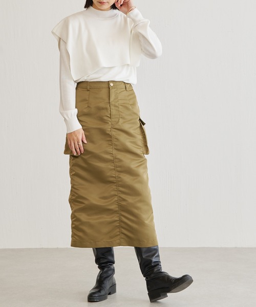 BONbazaar（ボンバザール）の「ケープロングニット（ニット/セーター・レディース・グリーン/モカ/ブラック/オフホワイト・FREE）」の19枚目の写真