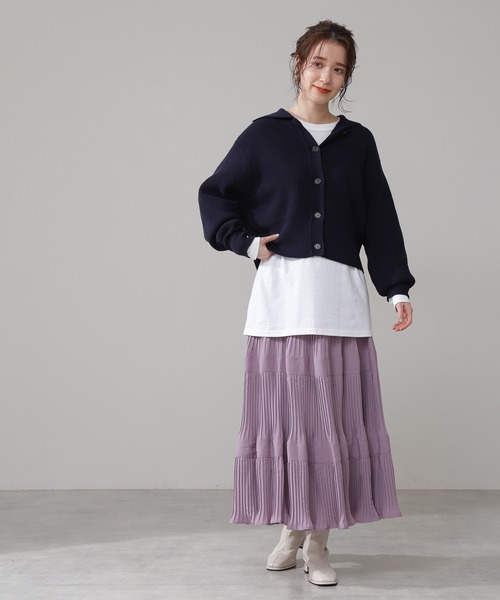 N.（N. Natural Beauty Basic）（エヌエヌナチュラルビューティーベーシック）の「◆襟付ショートカーディガン（カーディガン/ボレロ・レディース・ネイビー/レッド/オフホワイト・MEDIUM）」の22枚目の写真