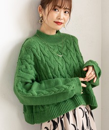 ロービングヤーンショートケーブルニット