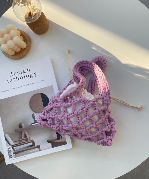 AS KNOW AS plus（アズノゥアズプラス）の「カラフル ミニあみバッグ（ハンドバッグ・レディース・ブラック/ピンク/イエロー/オレンジ/ブルー/グリーン・FREE）」の6枚目の写真