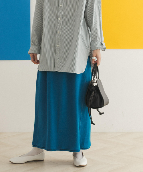 FORK&SPOON（フォークアンドスプーン）の「FORK&SPOON　リサイクルヤーンスウェットスカート（スカート・レディース・チャコールグレー/アイボリー/ブルー系その他・ONE）」の3枚目の写真
