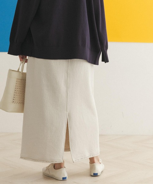 FORK&SPOON（フォークアンドスプーン）の「FORK&SPOON　リサイクルヤーンスウェットスカート（スカート・レディース・チャコールグレー/アイボリー/ブルー系その他・ONE）」の6枚目の写真