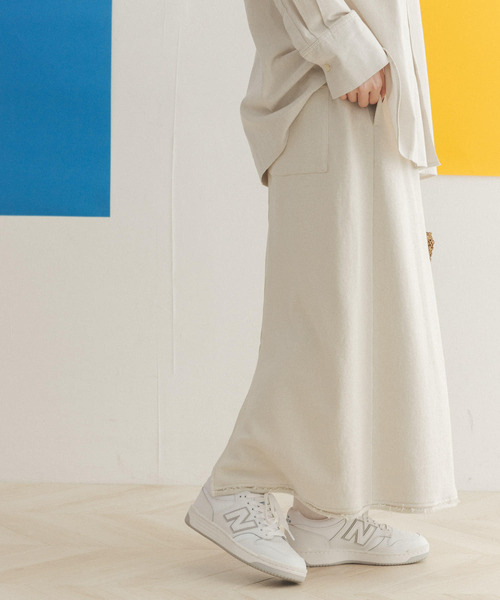 FORK&SPOON（フォークアンドスプーン）の「FORK&SPOON　リサイクルヤーンスウェットスカート（スカート・レディース・チャコールグレー/アイボリー/ブルー系その他・ONE）」の18枚目の写真