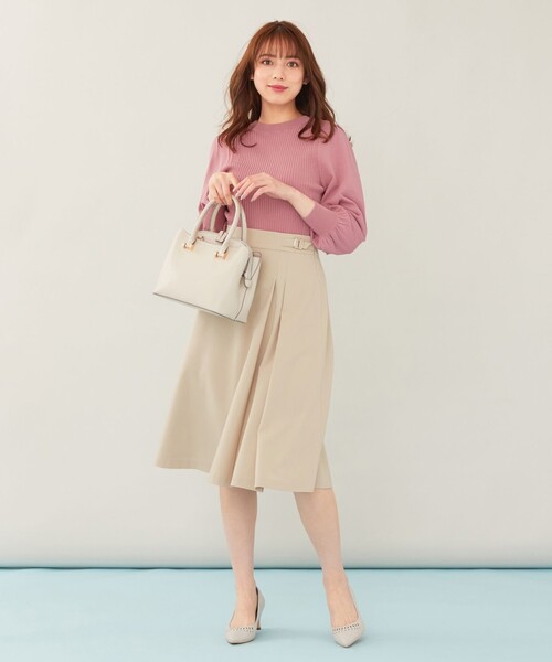 ANY SIS(エニィスィス)の「【洗える】サイドバックルタック スカート(スカート・レディース・ベージュ系/スカイブルー系/ネイビー系・2/3/1)」の4枚目の写真