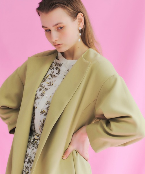 YECCA VECCA(イェッカヴェッカ)の「ノーカラーガウンコート *◆(ノーカラーコート・レディース・ライトグリーン/サックスブルー/ライトベージュ・FREE)」の5枚目の写真