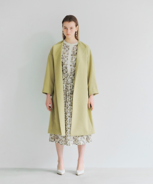 YECCA VECCA(イェッカヴェッカ)の「ノーカラーガウンコート *◆(ノーカラーコート・レディース・ライトグリーン/サックスブルー/ライトベージュ・FREE)」の7枚目の写真