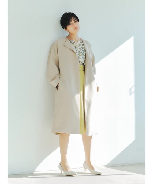 YECCA VECCA(イェッカヴェッカ)の「ノーカラーガウンコート *◆(ノーカラーコート・レディース・ライトグリーン/サックスブルー/ライトベージュ・FREE)」の17枚目の写真