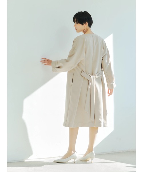 YECCA VECCA(イェッカヴェッカ)の「ノーカラーガウンコート *◆(ノーカラーコート・レディース・ライトグリーン/サックスブルー/ライトベージュ・FREE)」の18枚目の写真