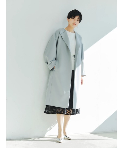 YECCA VECCA(イェッカヴェッカ)の「ノーカラーガウンコート *◆(ノーカラーコート・レディース・ライトグリーン/サックスブルー/ライトベージュ・FREE)」の20枚目の写真