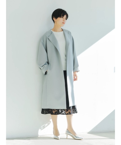 YECCA VECCA(イェッカヴェッカ)の「ノーカラーガウンコート *◆(ノーカラーコート・レディース・ライトグリーン/サックスブルー/ライトベージュ・FREE)」の21枚目の写真