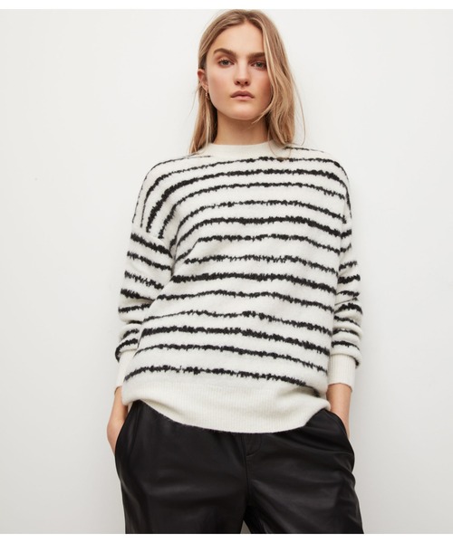 ALLSAINTS（オールセインツ）の「ROSCO JUMPER | ROSCO ニット・セーター（ニット/セーター・レディース・ホワイト×ブラック/ライラック系・XS/M/S）」の2枚目の写真