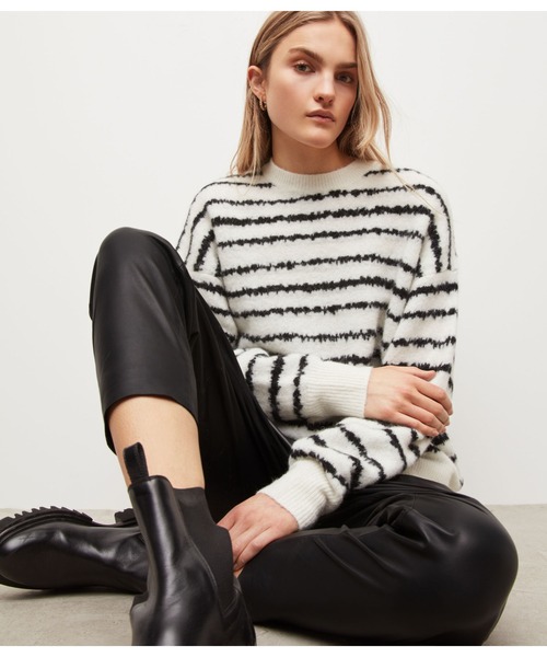 ALLSAINTS（オールセインツ）の「ROSCO JUMPER | ROSCO ニット・セーター（ニット/セーター・レディース・ホワイト×ブラック/ライラック系・XS/M/S）」の6枚目の写真