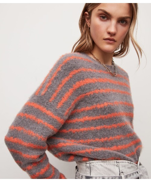 ALLSAINTS（オールセインツ）の「ROSCO JUMPER | ROSCO ニット・セーター（ニット/セーター・レディース・ホワイト×ブラック/ライラック系・XS/M/S）」の12枚目の写真