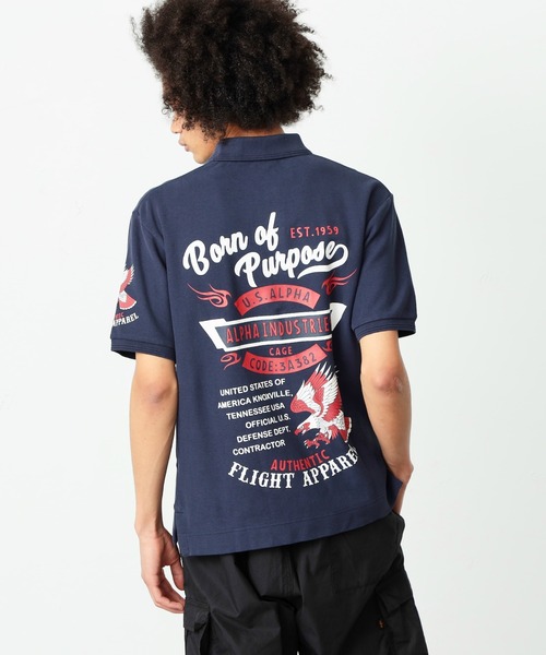 Alpha Industries(アルファインダストリーズ)の「ミリタリープリントポロシャツ(ポロシャツ・メンズ・ホワイト/ブラック/ネイビー・MEDIUM/LARGE/X-LARGE)」の3枚目の写真