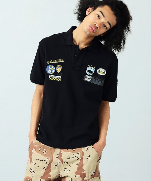 Alpha Industries(アルファインダストリーズ)の「ミリタリープリントポロシャツ(ポロシャツ・メンズ・ホワイト/ブラック/ネイビー・MEDIUM/LARGE/X-LARGE)」の2枚目の写真