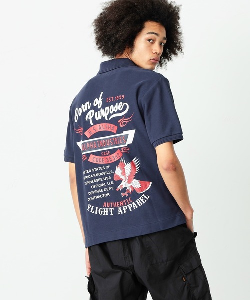 Alpha Industries(アルファインダストリーズ)の「ミリタリープリントポロシャツ(ポロシャツ・メンズ・ホワイト/ブラック/ネイビー・MEDIUM/LARGE/X-LARGE)」の4枚目の写真