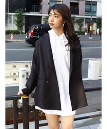 MURUA | パウダーツイルダブルオーバージャケット【セットアップ着用可能】(テーラードジャケット)