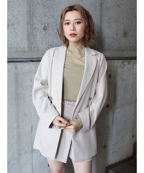 MURUA（ムルーア）の「パウダーツイルダブルオーバージャケット【セットアップ着用可能】（テーラードジャケット・レディース・ブラック/ベージュ/ブラウン/その他1・FREE）」の14枚目の写真