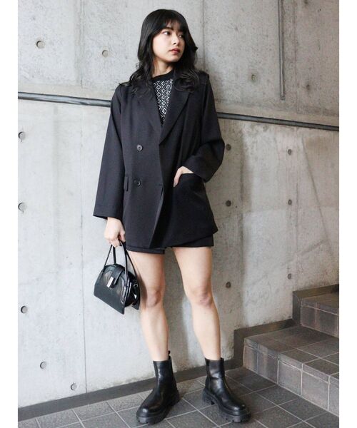 MURUA（ムルーア）の「パウダーツイルダブルオーバージャケット【セットアップ着用可能】（テーラードジャケット・レディース・ブラック/ベージュ/ブラウン/その他1・FREE）」の22枚目の写真