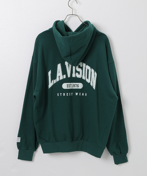 B.C STOCK(ベーセーストック)の「【VISION / ビジョン】別注 BB LOGO SWEAT フーディ(パーカー・メンズ・グリーン/ホワイト系その他/ブラック系その他・MEDIUM/LARGE)」の4枚目の写真