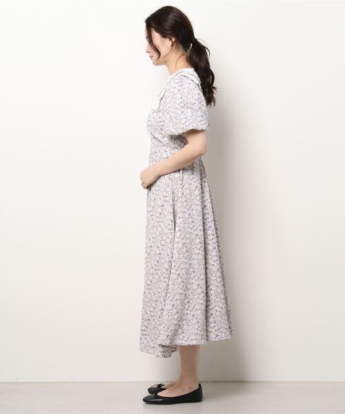lissi Boutique（リージーブティック）の「【lissi Boutique】フラワーレースカラーパフスリーブロングワンピース（ワンピース・レディース・ホワイト・FREE）」の4枚目の写真