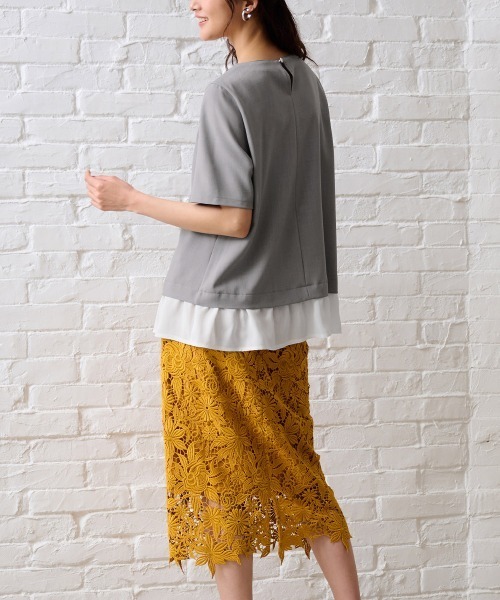 RANAN(ラナン)の「ひんやり!洗える麻調レイヤード風ブラウス(シャツ/ブラウス・レディース・ライトグレー/ブラック・LL/M/L)」の5枚目の写真