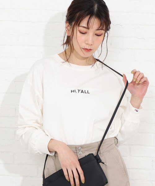 SHOO・LA・RUE（シューラルー）の「◆USAコットンプリントロンT（Tシャツ/カットソー・レディース・ブラック/ホワイト系その他/ホワイト系その他4/ベージュ系その他2/ホワイト系/ライトグリーン系・02/03/04）」の2枚目の写真