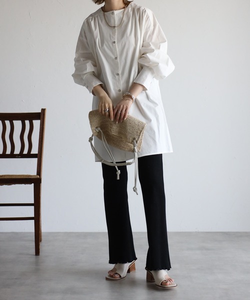 ブラウス シャツ ブロードチュニックブラウス レディース ブロードギャザーチュニックブラウス|ANAYI OFFICIAL ONLINE