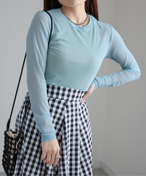 sakishimatokyo（サキシマトーキョー）の「シアートップス（Tシャツ/カットソー・レディース・ホワイト/ブラック/オレンジ/グリーン/アイボリー/ライトブルー/チャコールグレー/パープル・FREE）」の9枚目の写真