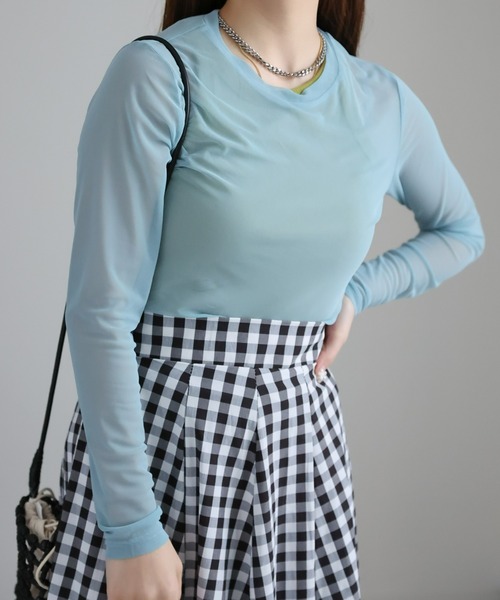 sakishimatokyo（サキシマトーキョー）の「シアートップス（Tシャツ/カットソー・レディース・ホワイト/ブラック/オレンジ/グリーン/アイボリー/ライトブルー/チャコールグレー/パープル・FREE）」の14枚目の写真