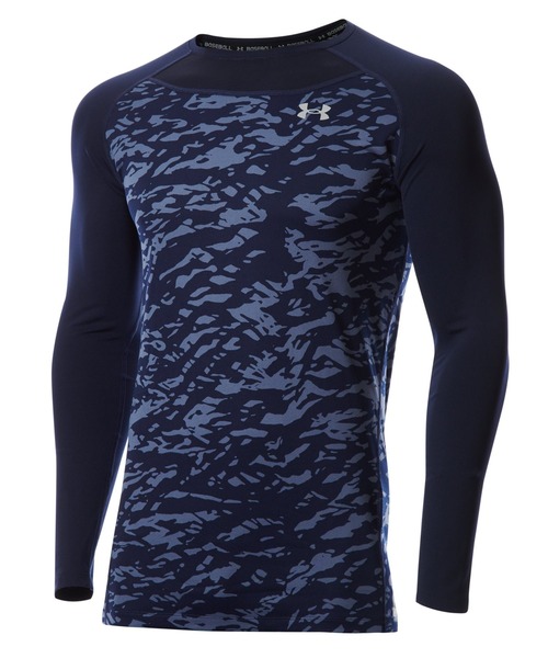 UNDER ARMOUR(アンダーアーマー)の「UAフィッティド コンフォート ノベルティ ロングスリーブ アンダー シャツ(ベースボール/メンズ)(Tシャツ/カットソー・メンズ・ブラック/ネイビー・L/S/M/XL/XXL/3XL)」の1枚目の写真
