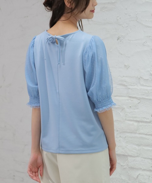 Honeys（ハニーズ）の「袖チュールトップス（Tシャツ/カットソー・レディース・ホワイト/ブラック/サックスブルー/ピンク・S/M/L）」の22枚目の写真