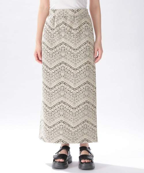 niko and...（ニコアンド）の「カットジャガードストレートスカート（スカート・レディース・オレンジ/グリーン/ブラック・MEDIUM/LARGE）」の7枚目の写真