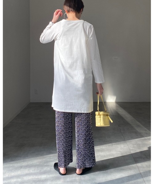 She's Closet(シーズクローゼット)の「【セルフカット対応】小花柄フラワーセミワイドストレートカラーロングプリーツパンツ(その他パンツ・レディース・ホワイト/ブラック/オレンジ/グリーン・FREE)」の17枚目の写真