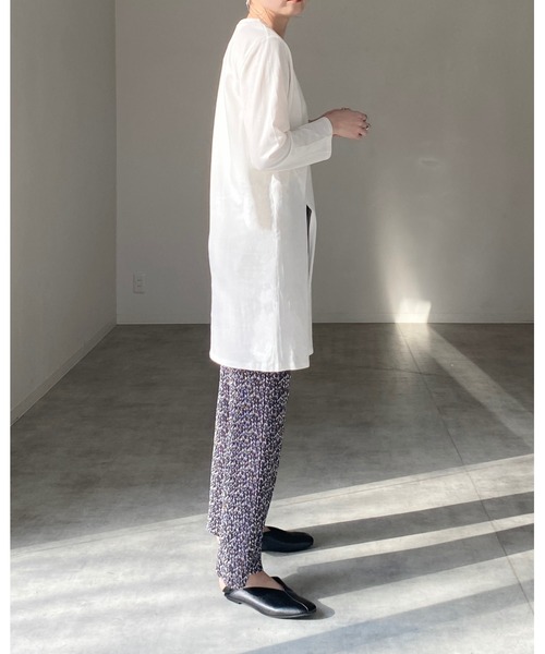She's Closet(シーズクローゼット)の「【セルフカット対応】小花柄フラワーセミワイドストレートカラーロングプリーツパンツ(その他パンツ・レディース・ホワイト/ブラック/オレンジ/グリーン・FREE)」の18枚目の写真