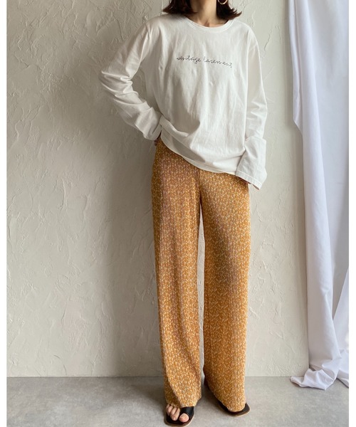 She's Closet(シーズクローゼット)の「【セルフカット対応】小花柄フラワーセミワイドストレートカラーロングプリーツパンツ(その他パンツ・レディース・ホワイト/ブラック/オレンジ/グリーン・FREE)」の19枚目の写真