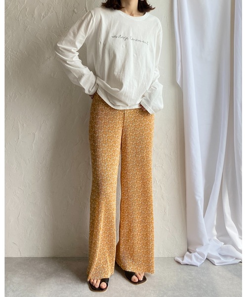 She's Closet(シーズクローゼット)の「【セルフカット対応】小花柄フラワーセミワイドストレートカラーロングプリーツパンツ(その他パンツ・レディース・ホワイト/ブラック/オレンジ/グリーン・FREE)」の21枚目の写真