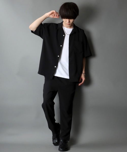 SITRY（シトリー）の「オープンカラーシャツ＆テーパードパンツ セットアップ（セットアップ・メンズ・ブラック/ベージュ/オリーブ/ホワイト系その他/ブラック系その他/グレイッシュブルー・LL/M/L）」の3枚目の写真