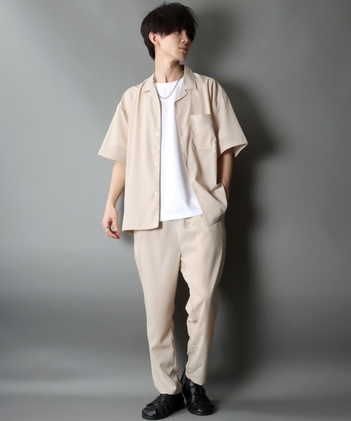 SITRY（シトリー）の「オープンカラーシャツ＆テーパードパンツ セットアップ（セットアップ・メンズ・ブラック/ベージュ/オリーブ/ホワイト系その他/ブラック系その他/グレイッシュブルー・LL/M/L）」の21枚目の写真