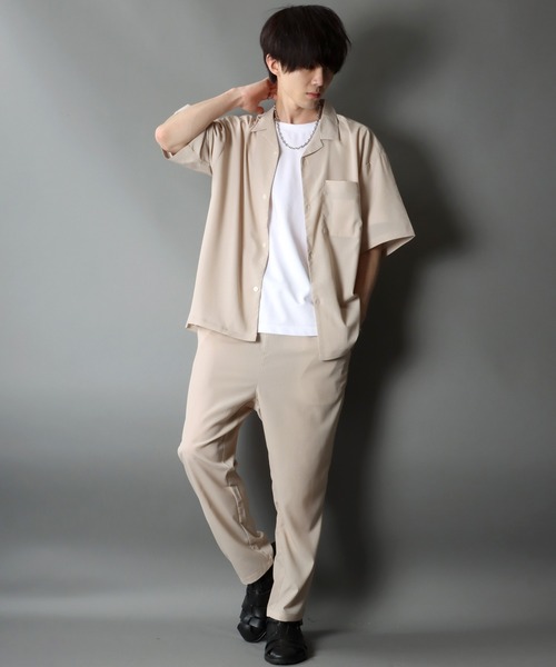 SITRY（シトリー）の「オープンカラーシャツ＆テーパードパンツ セットアップ（セットアップ・メンズ・ブラック/ベージュ/オリーブ/ホワイト系その他/ブラック系その他/グレイッシュブルー・LL/M/L）」の20枚目の写真