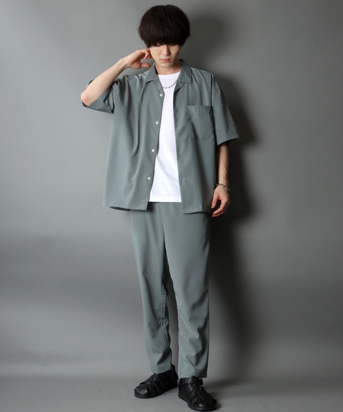SITRY（シトリー）の「オープンカラーシャツ＆テーパードパンツ セットアップ（セットアップ・メンズ・ブラック/ベージュ/オリーブ/ホワイト系その他/ブラック系その他/グレイッシュブルー・LL/M/L）」の17枚目の写真