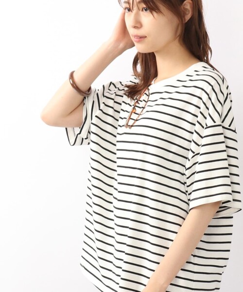 DRESKIP（ドレスキップ）の「◆【遮熱/接触冷感/UVカット】AIR SHIELDオ－バ－サイズTシャツ（Tシャツ/カットソー・レディース・ピンク系/オフホワイト/ライトベージュ/ブラック系2/グレー系その他・02/04/03）」の2枚目の写真