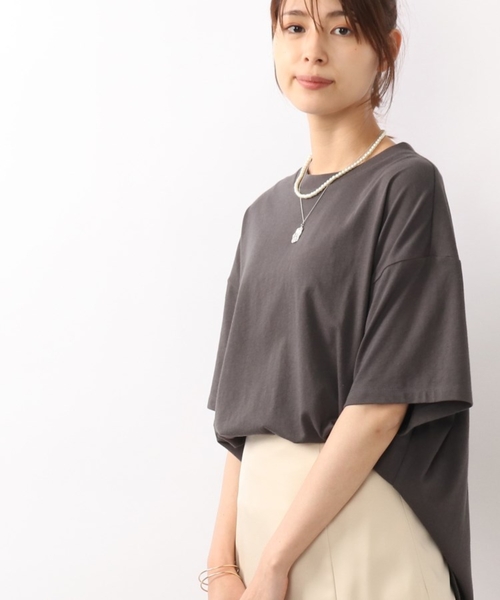 DRESKIP（ドレスキップ）の「◆【遮熱/接触冷感/UVカット】AIR SHIELDオ－バ－サイズTシャツ（Tシャツ/カットソー・レディース・ピンク系/オフホワイト/ライトベージュ/ブラック系2/グレー系その他・02/04/03）」の3枚目の写真