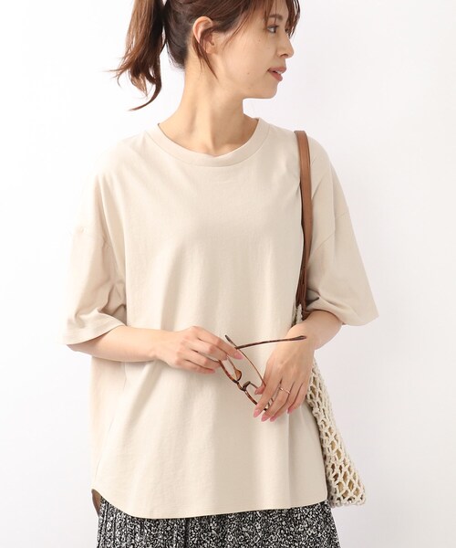 DRESKIP（ドレスキップ）の「◆【遮熱/接触冷感/UVカット】AIR SHIELDオ－バ－サイズTシャツ（Tシャツ/カットソー・レディース・ピンク系/オフホワイト/ライトベージュ/ブラック系2/グレー系その他・02/04/03）」の4枚目の写真