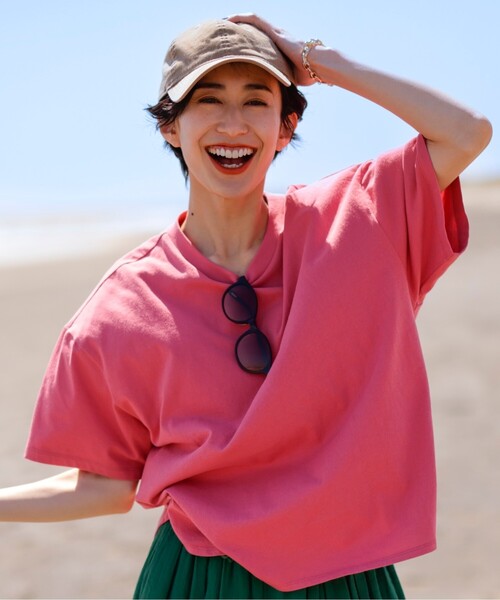 DRESKIP（ドレスキップ）の「◆【遮熱/接触冷感/UVカット】AIR SHIELDオ－バ－サイズTシャツ（Tシャツ/カットソー・レディース・ピンク系/オフホワイト/ライトベージュ/ブラック系2/グレー系その他・02/04/03）」の5枚目の写真