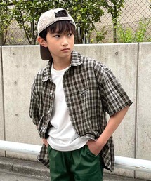 GLAZOS | アソートチェック・オーバーサイズ刺繍ロゴ半袖シャツ(シャツ/ブラウス)